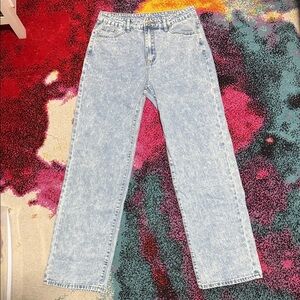 SHEIN Pearl Beaded Light Blue Straight Jeans